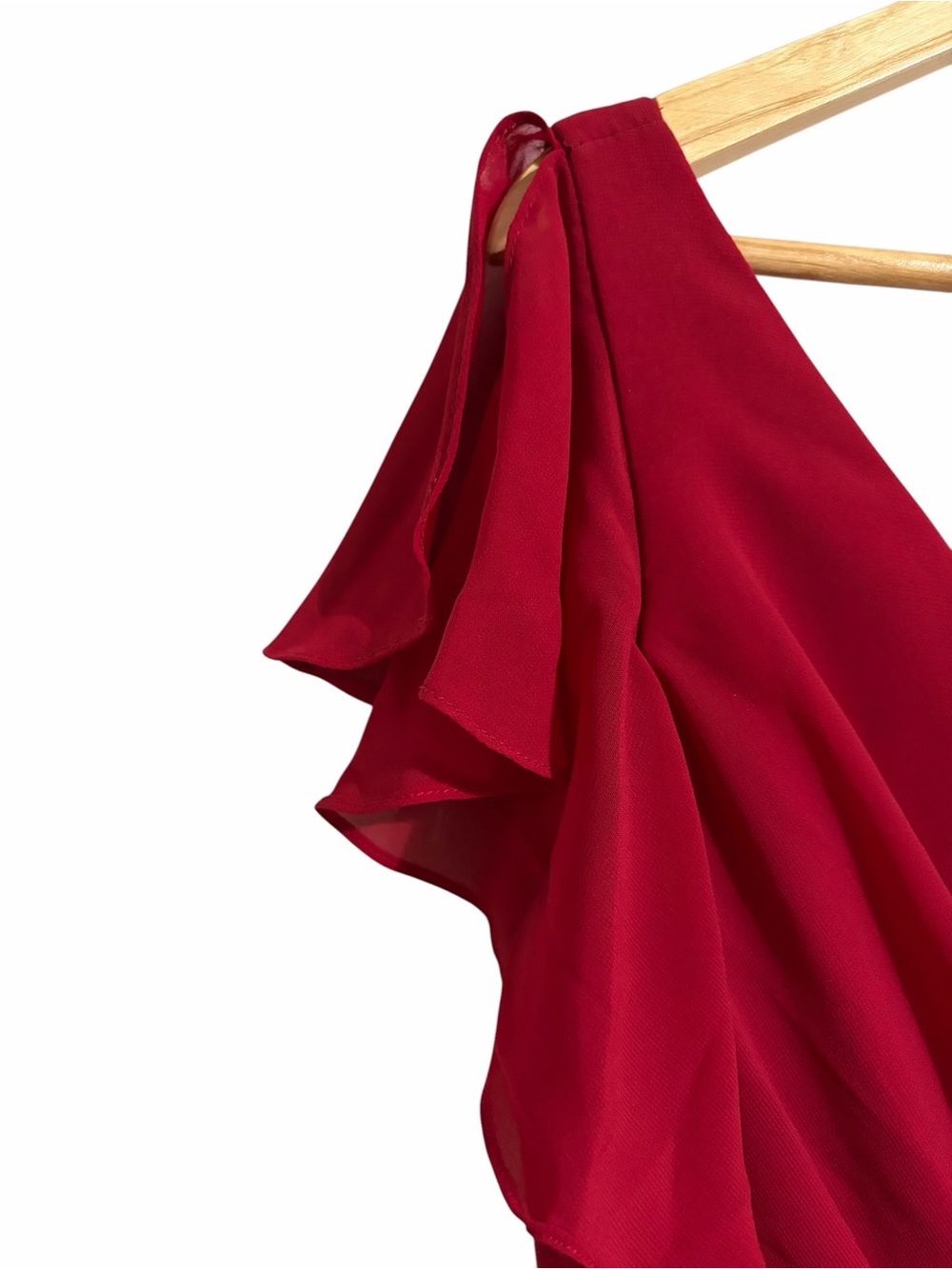David's Bridal Wine V-Neck Flutter Sleeve Maxi Dress Bridesmaid Wedding Prom 10 - Picture 6 of 11